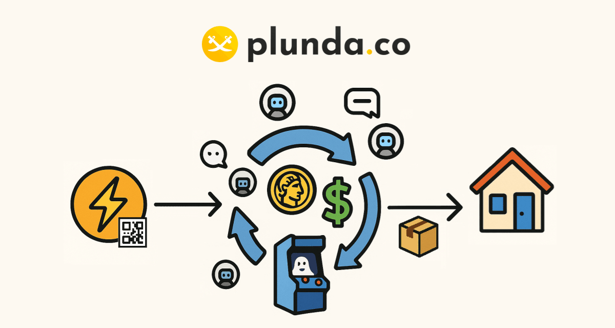 cartoon chart showing how plunda.co works