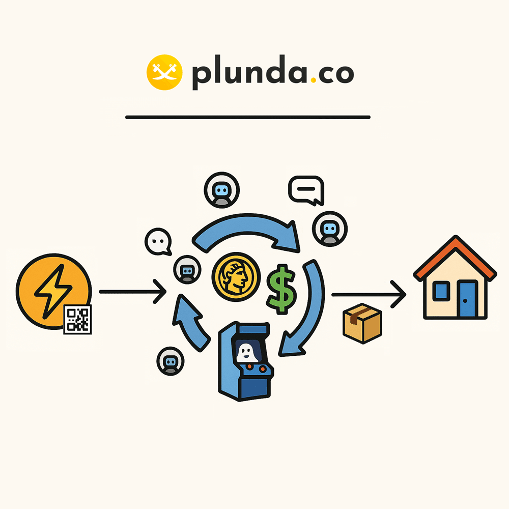 cartoon chart showing how plunda.co works